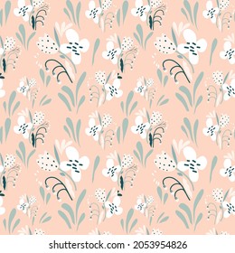 Blooming Flowers Seamless Pattern. Abstract and trendy color design. A Pattern for print, wallpaper, kids design, fabric, and  more. 