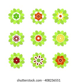 Blooming Flowers. Set of colorful spring flowers. Vector flowers. Flower design. Flower isolated on white. Spring design. Paper flowers. Paper cut design. Paper cut style. Flower icon. Flowers vector.
