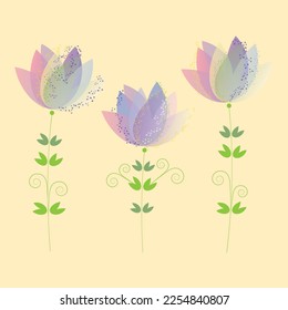 Flores florecientes ilustraciones vectoriales coloreadas