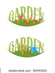 Blooming Garden emblem, badge, label, design element. Vector illustration