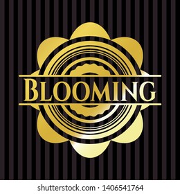 Blooming gold badge or emblem. Vector Illustration. Detailed.