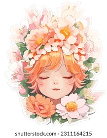 Blooming with Happiness: Embrace the Delightful Harmony of Cute Happy Girl with Flower Clip Art