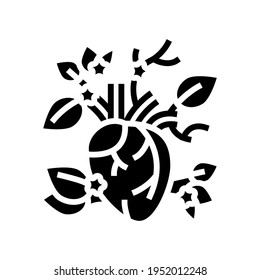 blooming heart glyph icon vector. blooming heart sign. isolated contour symbol black illustration