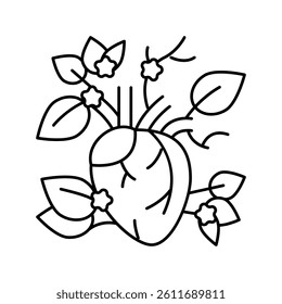 blooming heart line icon vector. blooming heart sign. isolated contour symbol black illustration