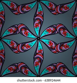 Blooming jungle. Motley vector illustration. Seamless exotic pattern with many blue tropical flowers.
