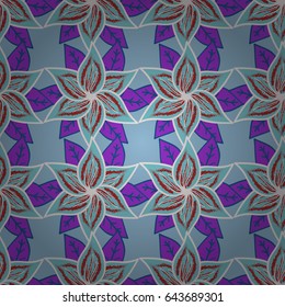 Blooming jungle. Motley vector illustration. Seamless exotic pattern with many blue tropical flowers.