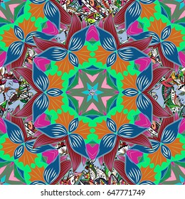 Blooming jungle. Motley vector illustration. Seamless exotic pattern with many tropical flowers.