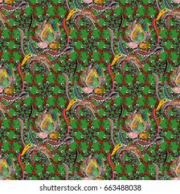 Blooming jungle. Motley vector illustration. Seamless exotic pattern with many tropical flowers.