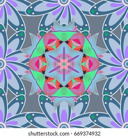 Blooming jungle. Motley vector illustration. Seamless exotic pattern with many tropical flowers.
