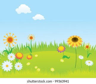 Blooming lawn background