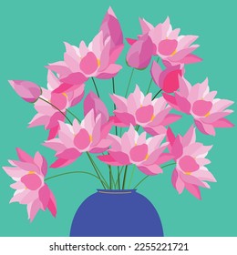 Blooming lotus in ceramic vase.