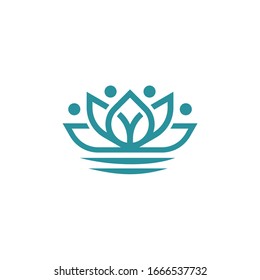 Blooming Lotus Flower Logo Spa Nature Health vector icon Illustration