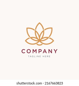 Blooming Lotus Flower Logo Vector Design