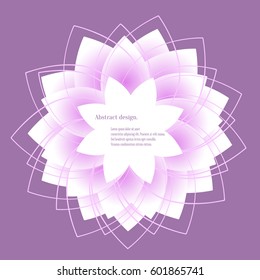 Blooming Lotus flower. Purple, violet. Abstract floral background. Abstract spring floral background with space for title text. Vector illustration.