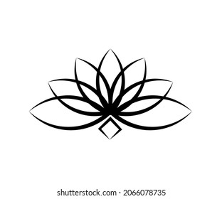 Blooming lotus on an isolated background. Symbol. Vector illustration.