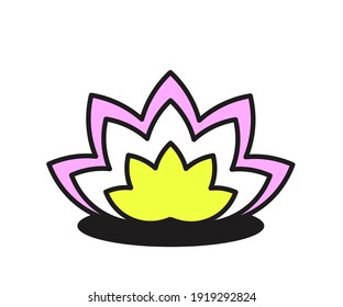Loto floreciente sobre un fondo blanco. Símbolo. Ilustración vectorial.