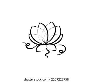 Blühender Lotus auf weißem Hintergrund. Symbol. Vektorgrafik.