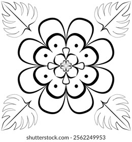 Blooming mandala with harmonious floral details, great for meditation and art.