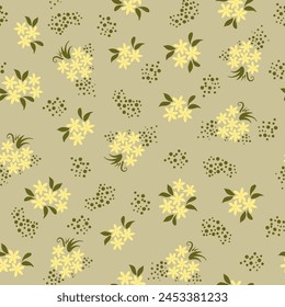 Prado floreciente en patrón sin costuras de verano. Fondo floral para la moda, Fondo de pantalla, impresión. Hay muchos colores diferentes en el campo. Diseño floral de moda. Ilustración vectorial.
