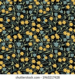 Blooming meadow seamless pattern. Spring summer collection. Trendy color for fashion. wallpapers, and print. A lot of flowers.  Ditsy style. 