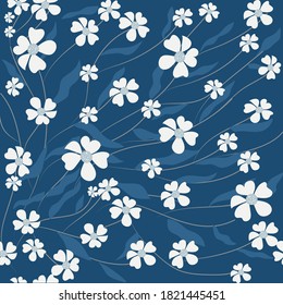 Blooming meadow seamless pattern. Trendy color for fashion. wallpapers, and print. A lot of flowers.  Ditsy style. Pressed flowers. Trendy floral design