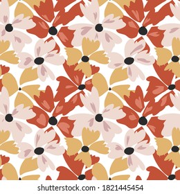 Blooming meadow seamless pattern. Trendy color for fashion. wallpapers, and print. A lot of flowers.  Ditsy style. Pressed flowers. Trendy floral design