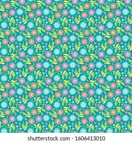 Blooming meadow. Seamless pattern. Vector illustration.