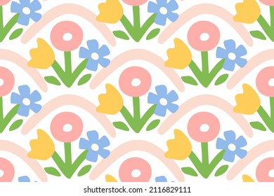 Blooming meadow. Seamless vector pattern