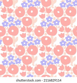 Blooming meadow. Seamless vector pattern