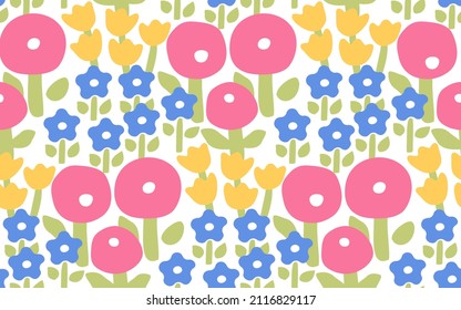 Blooming meadow. Seamless vector pattern