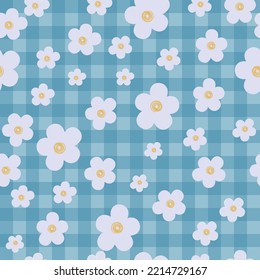 Blooming Midsummer Daisy And Tablecloth Fabric Flower Fashion Pattern Seamless