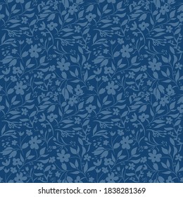 Blooming midsummer meadow seamless pattern. Plant background for fashion, wallpapers, print. A lot of different flowers on the field. Liberty style millefleurs. Trendy floral design