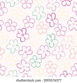 Blooming midsummer meadow seamless pattern. Plant background for fashion, wallpapers, print.  Vector flower seamless background. Liberty style millefleurs.
