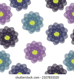Blooming midsummer meadow seamless pattern.  Trendy floral design  A lot of different flowers on the field.