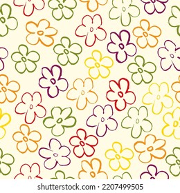 Blooming midsummer meadow seamless pattern. Plant background for fashion, wallpapers, print. Vector seamless flower monochrome pattern Liberty style millefleurs.