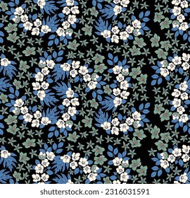 Blooming midsummer meadow seamless pattern. Plant backgrounds for fashion, wallpapers, print. There are different flowers. Freedom style millefleurs. trendy flower design