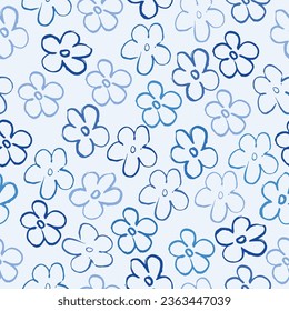Blooming midsummer meadow seamless pattern. Plant background for fashion, wallpapers, print. Trendy floral design Liberty style millefleurs.