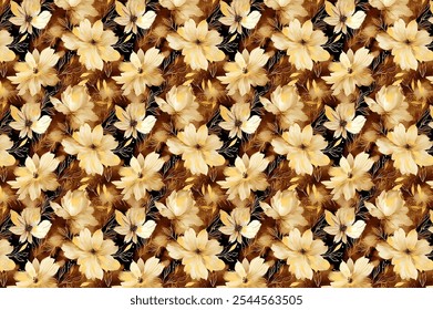 Blooming midsummer meadow seamless pattern. Plant background for fashion