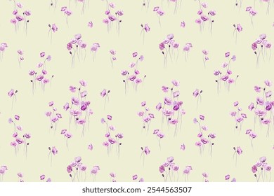 Blooming midsummer meadow seamless pattern. Plant background for fashion