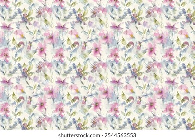 Blooming midsummer meadow seamless pattern. Plant background for fashion