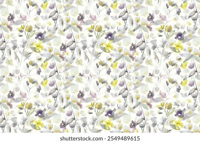 Blooming midsummer meadow seamless pattern. Plant background for fashion, wallpapers, print. 