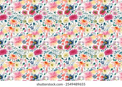 Blooming midsummer meadow seamless pattern. Plant background for fashion, wallpapers, print. 