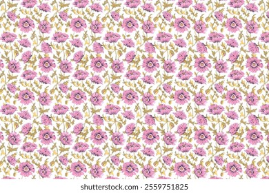 Blooming in a Natural  beautiful  seamless pattern , 