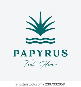 Das blühende Papyrus Pflanzensymbol und Logo-Design. Lilienblume. Ethnisches Design mit alten Minoblumen. Vektorgrafik.