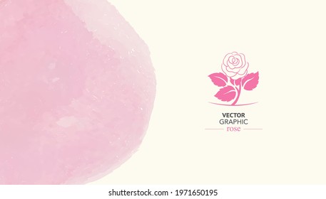 Blooming pink roses, vector abstract elements of Valentine's Day.