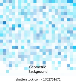 A blooming pixel pattern. Blue and white pixel background. Vector illustration for your graphic design. Vector illustration for your graphic design.