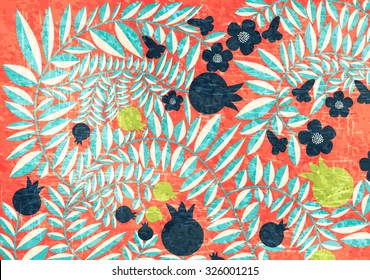 Fondo vectorial de árbol granado en flor