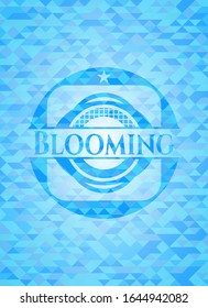 Blooming realistic light blue mosaic emblem