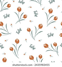 Blooming Red Elegance Tulip Vector Seamless Pattern can be use for background and apparel design