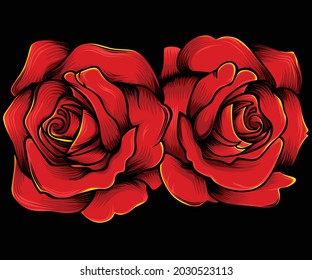A blooming red rose that is divided in two is stunning